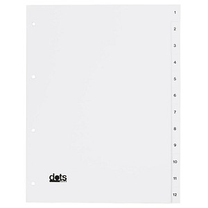 dots Ordnerregister Vollformat 1-12 weiß 12-teilig, 5 Satz dots Ordnerregister Vollformat 1-12 weiß 12-teilig, 5 Satz von dots