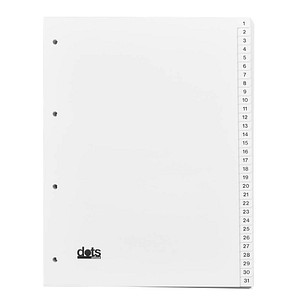 dots Ordnerregister Vollformat 1-31 weiß 31-teilig, 5 Satz von dots
