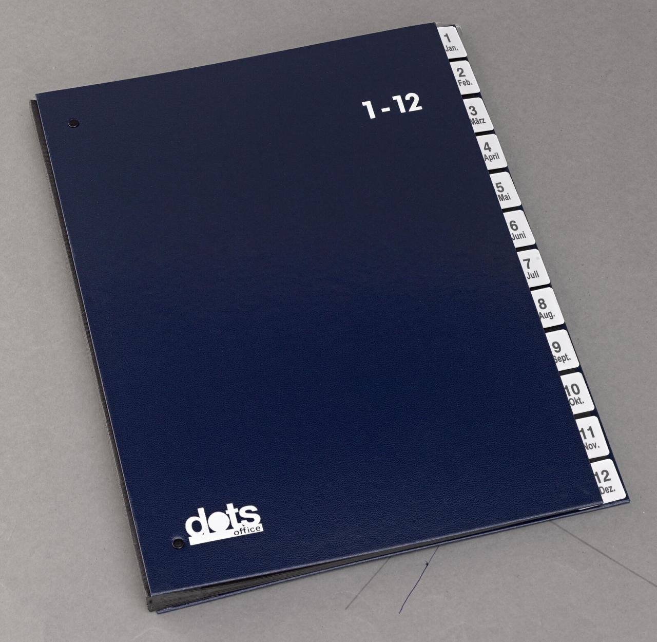 dots Pultordner DIN A4 12 Taben blau von dots