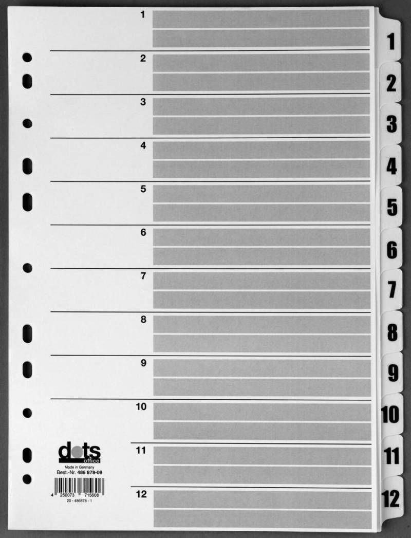 dots Ordnerregister Vollformat 1-12 DIN A4 von dots
