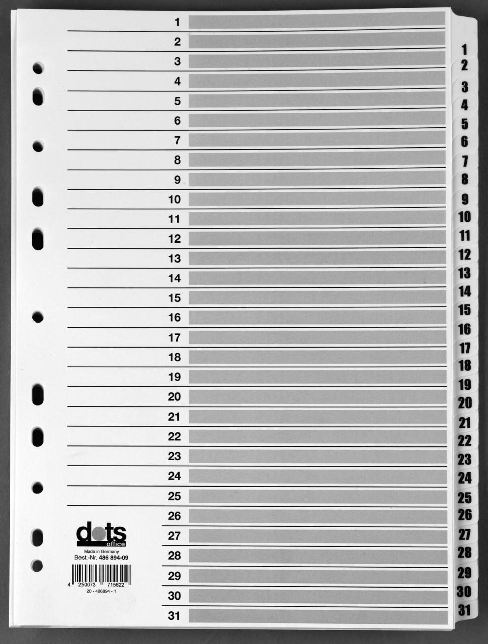 dots Ordnerregister Vollformat 1-31 DIN A4 dots Ordnerregister Vollformat 1-31 DIN A4 von dots