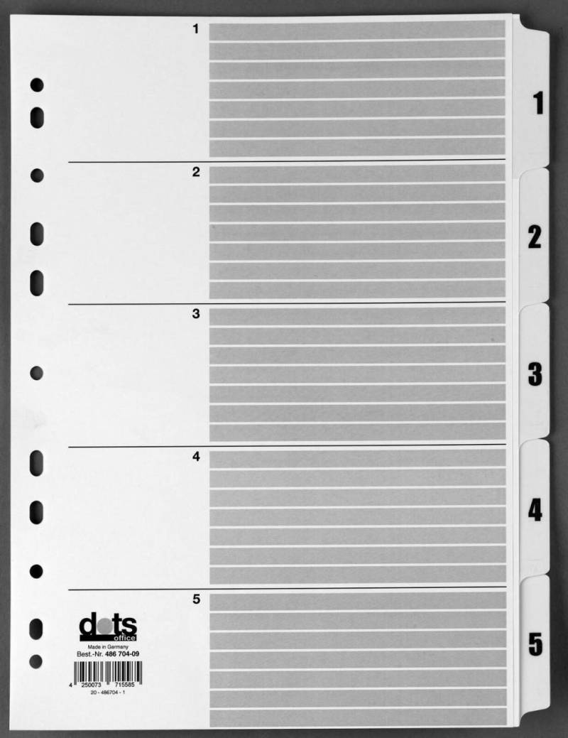 dots Ordnerregister Vollformat 1-5 DIN A4 von dots