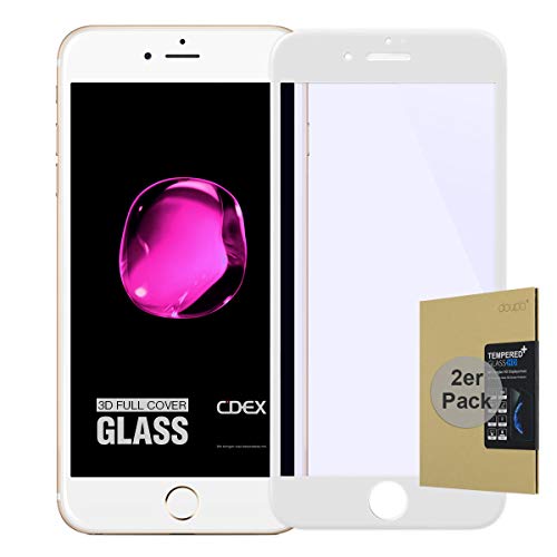 doupi [2 Stück FullCover Panzerfolie für iPhone SE (2022) / iPhone 8/7 (4,7 Zoll), Preimium 9H Hartglas HD Displayschutz Anti Kratzer Glas Schutzfolie (2er Pack), weiß von doupi