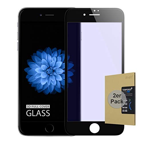 doupi 2X FullCover Panzerfolie für iPhone 6 / 6S (4,7 Zoll), Preimium 9H Hartglas HD Displayschutz Anti Kratzer Glas Schutzfolie (2er Pack), schwarz von doupi