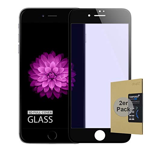 doupi 2X FullCover Panzerfolie für iPhone 6 Plus / 6S Plus (5,5 Zoll), Preimium 9H Hartglas HD Displayschutz Anti Kratzer Glas Schutzfolie (2er Pack), schwarz von doupi