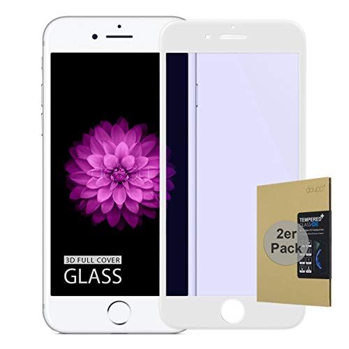 doupi 2X FullCover Panzerfolie für iPhone 6 Plus / 6S Plus (5,5 Zoll), Preimium 9H Hartglas HD Displayschutz Anti Kratzer Glas Schutzfolie (2er Pack), weiß von doupi