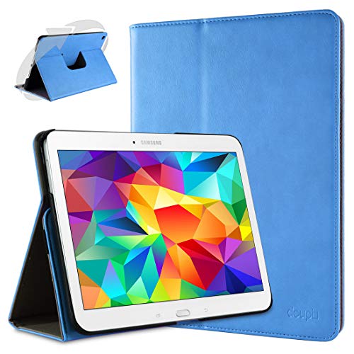 doupi Deluxe Schutzhülle für Samsung Galaxy Tab 4 (10,1 Zoll), Smart Case Sleep/Wake Funktion 360 Grad drehbar Schutz Hülle Ständer Cover Tasche, blau von doupi