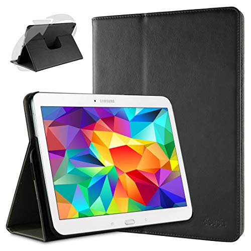 doupi Deluxe Schutzhülle für Samsung Galaxy Tab 4 (10,1 Zoll), Smart Case Sleep/Wake Funktion 360 Grad drehbar Schutz Hülle Ständer Cover Tasche, schwarz von doupi