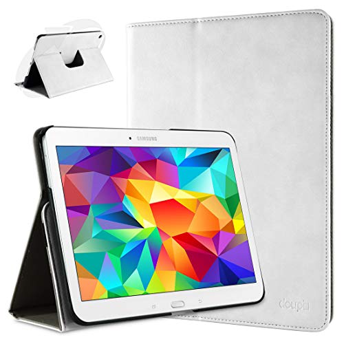 doupi Deluxe Schutzhülle für Samsung Galaxy Tab 4 (10,1 Zoll), Smart Case Sleep/Wake Funktion 360 Grad drehbar Schutz Hülle Ständer Cover Tasche, weiß von doupi