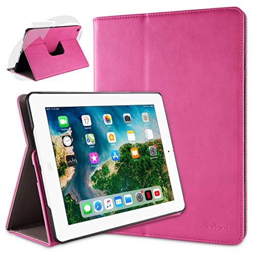 doupi Deluxe Schutzhülle für iPad 2 3 4, Smart Case Sleep/Wake Funktion 360 Grad drehbar Schutz Hülle Ständer Cover Tasche, pink von doupi