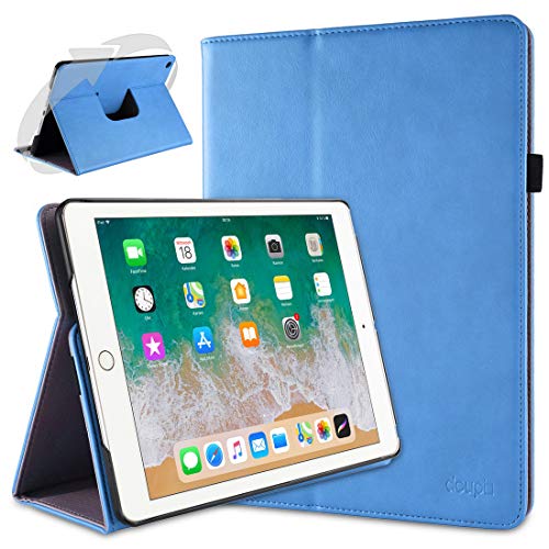 doupi Deluxe Schutzhülle für iPad 2017/2018 (5. / 6. Generation), Smart Case Sleep/Wake Funktion 360 Grad drehbar Schutz Hülle Ständer Cover Tasche, blau von doupi