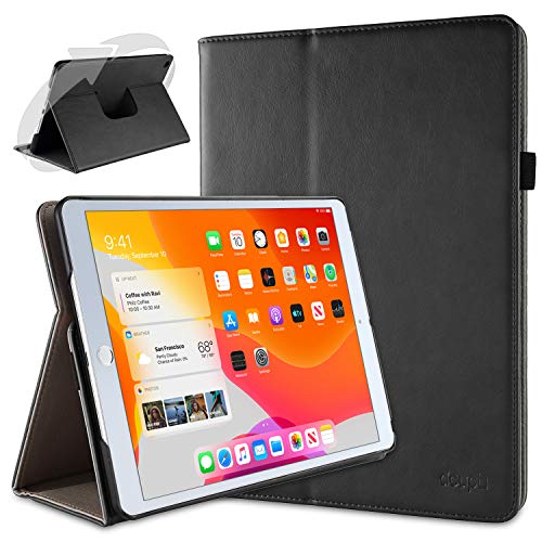 doupi Deluxe Schutzhülle für iPad 2020 (8. Gen.), iPad 2019 (7. Gen.) 10,2 Zoll, Smart Case Sleep/Wake Funktion PU Leder Schutz Hülle Ständer Cover Tasche mit Stifthalter, schwarz von doupi