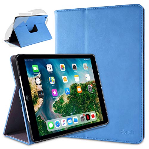 doupi Deluxe Schutzhülle für iPad Air (1. Gen.), Smart Case Sleep/Wake Funktion 360 Grad drehbar Schutz Hülle Ständer Cover Tasche, blau von doupi