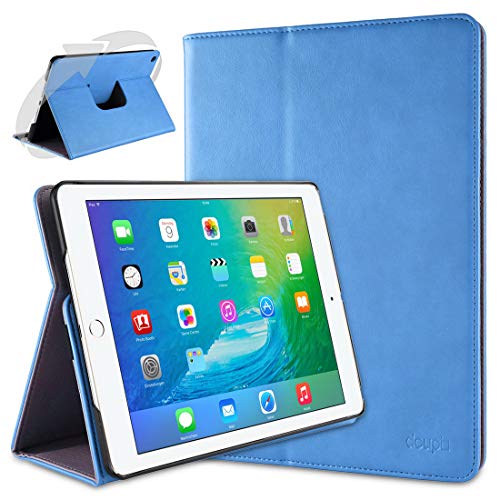 doupi Deluxe Schutzhülle für iPad Air 2, Smart Case Sleep/Wake Funktion 360 Grad drehbar Schutz Hülle Ständer Cover Tasche, blau von doupi