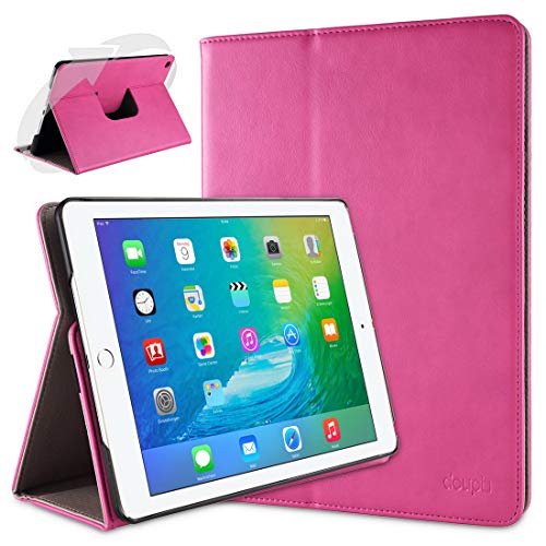 doupi Deluxe Schutzhülle für iPad Air 2, Smart Case Sleep/Wake Funktion 360 Grad drehbar Schutz Hülle Ständer Cover Tasche, pink von doupi