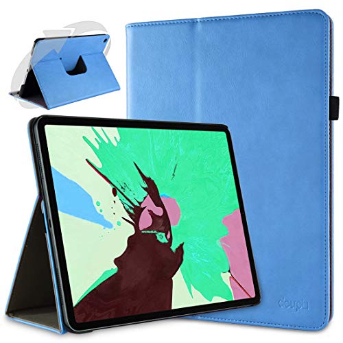 doupi Deluxe Schutzhülle für iPad Pro 12,9 Zoll (2018), Smart Case Sleep/Wake Funktion 360 Grad drehbar Schutz Hülle Ständer Cover Tasche, blau von doupi