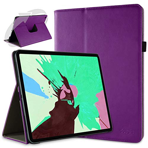 doupi Deluxe Schutzhülle für iPad Pro 12,9 Zoll (2018), Smart Case Sleep/Wake Funktion 360 Grad drehbar Schutz Hülle Ständer Cover Tasche, lila von doupi