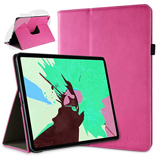 doupi Deluxe Schutzhülle für iPad Pro 12,9 Zoll (2018), Smart Case Sleep/Wake Funktion 360 Grad drehbar Schutz Hülle Ständer Cover Tasche, pink von doupi