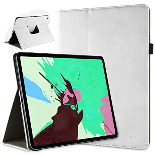 doupi Deluxe Schutzhülle für iPad Pro 12,9 Zoll (2018), Smart Case Sleep/Wake Funktion 360 Grad drehbar Schutz Hülle Ständer Cover Tasche, weiß von doupi