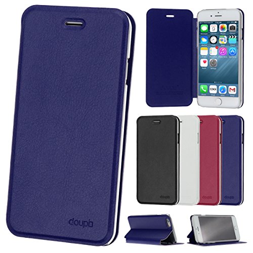 doupi Flip Case für iPhone 6 / 6S (4,7 Zoll), Deluxe Schutz Hülle mit Magnetischem Verschluss Cover Klappbar Book Style Handyhülle Aufstellbar Ständer, blau von doupi