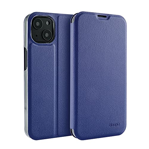 doupi Flip Case kompatibel mit iPhone 13 Mini (5,4 Zoll), Deluxe Schutz Hülle mit Magnetischem Verschluss Cover Klapphülle Book Style Handyhülle Aufstellbar Ständer, dunkel blau von doupi
