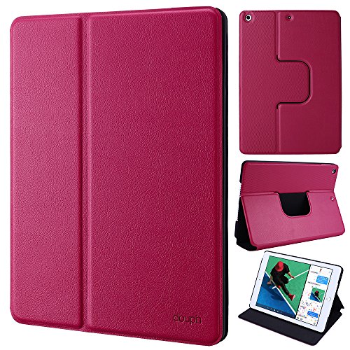 doupi FlipCase für iPad Pro 12,9 Zoll (2015/2017), Deluxe Schutzhülle Klappbar mit Smart Sleep/Wake Up Funktion Aufstellbar Ständer, redpink von doupi