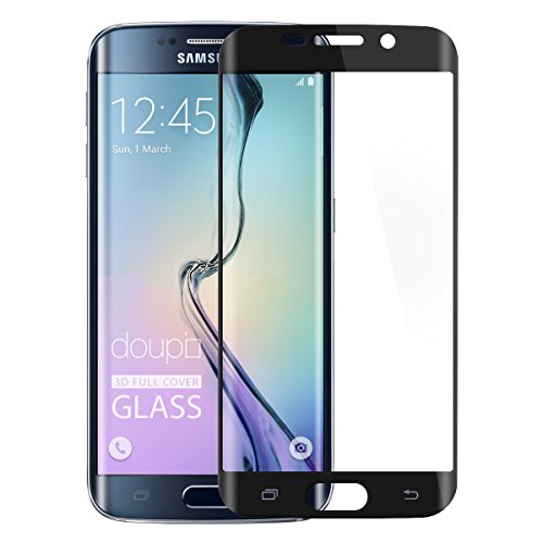 doupi FullCover Panzerfolie für Samsung Galaxy S6 Edge Plus, Preimium 9H Hartglas HD Displayschutz Anti Kratzer Glas Schutzfolie, schwarz von doupi