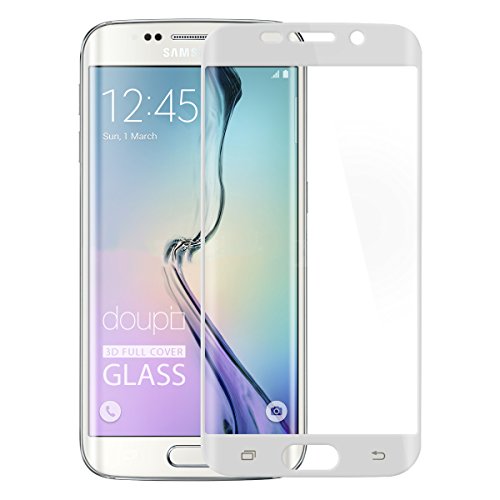 doupi FullCover Panzerfolie für Samsung Galaxy S6 Edge Plus, Preimium 9H Hartglas HD Displayschutz Anti Kratzer Glas Schutzfolie, weiß von doupi