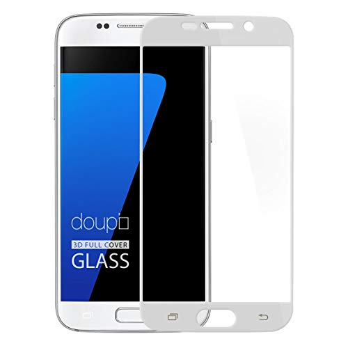 doupi FullCover Panzerfolie für Samsung Galaxy S7, Preimium 9H Hartglas HD Displayschutz Anti Kratzer Glas Schutzfolie, weiß von doupi