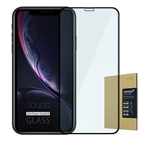 doupi FullCover Panzerfolie für iPhone 11 (2019) / XR (6,1 Zoll), Preimium 9H Hartglas HD Panzer Display Schutz Glasfolie, schwarz von doupi