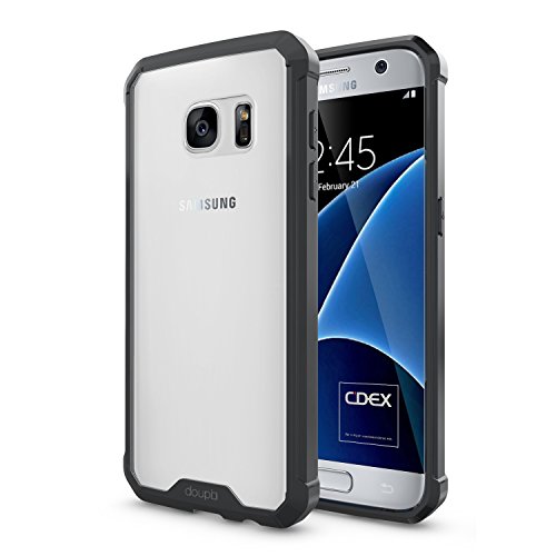 doupi PerfectFit AirClear Hülle für Samsung Galaxy S7, Crystal Clear Rückschale und Schutz Bumper Rahmen Case Cover, schwarz von doupi