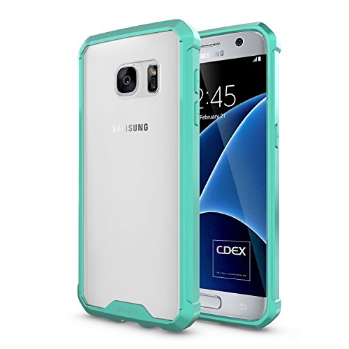 doupi PerfectFit AirClear Hülle für Samsung Galaxy S7, Crystal Clear Rückschale und Schutz Bumper Rahmen Case Cover, türkis von doupi