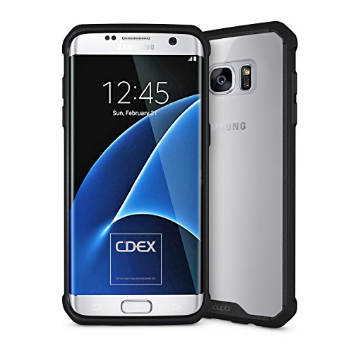 doupi PerfectFit AirClear Hülle für Samsung Galaxy S7 Edge, Crystal Clear Rückschale und Schutz Bumper Rahmen Case Cover, schwarz von doupi