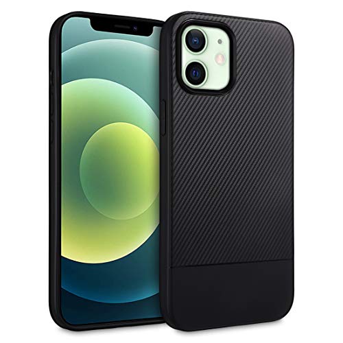 doupi PerfectFit Hülle kompatibel für iPhone 12 Mini (5,4 Zoll), Ultra Dünn TPU Ruschfeste Oberfläche Carbon Fiber Look Cover Bumper Schutz Schale Case Taschenschutz Handyhülle, schwarz von doupi