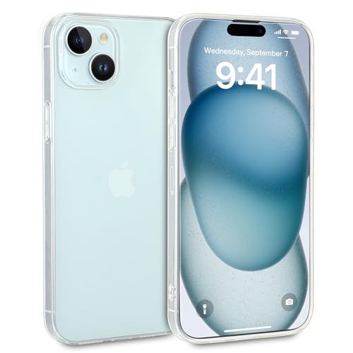 doupi PerfektFit Transparente Schutzhülle kompatibel mit iPhone 15 Plus (6,7 Zoll) - Dünn, Clear, Kabelloses Laden Unterstützend, Super Slim Protective Cover, transparent von doupi