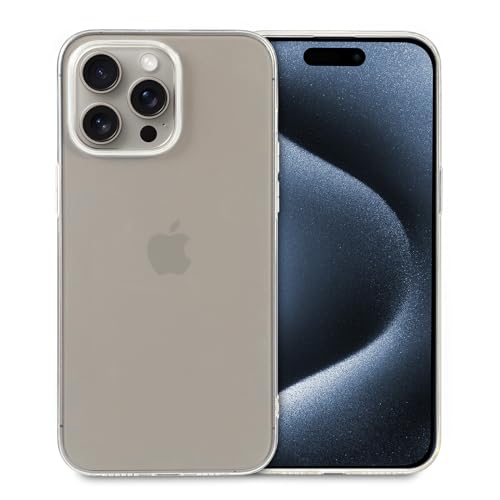 doupi Transparente Schutzhülle kompatibel mit iPhone 15 Pro (6,1 Zoll) - PerfektFit Dünn, Clear, Kabelloses Laden Unterstützend, Super Slim Protective Cover, transparent von doupi