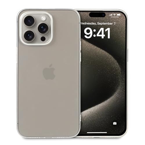 doupi Transparente Schutzhülle kompatibel mit iPhone 15 Pro Max (6,7 Zoll) - PerfektFit Dünn, Clear, Kabelloses Laden Unterstützend, Super Slim Protective Cover, transparent von doupi