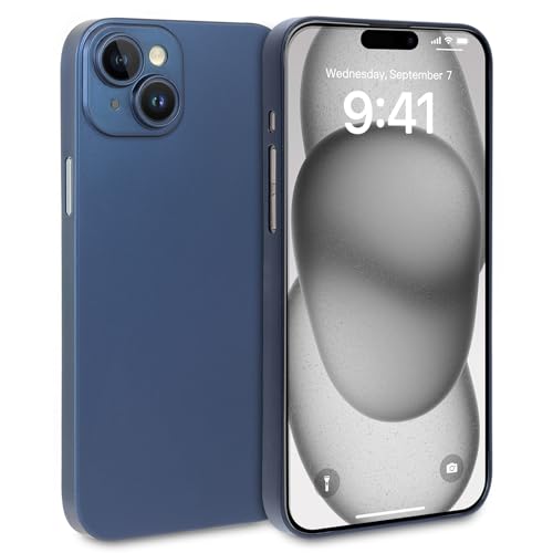 doupi Ultra Dünne Handyhülle kompatibel mit iPhone 15 (6,1 Zoll) - Fein Matt, Kabelloses Laden Unterstützend, Super Slim Protective Cover, blau von doupi