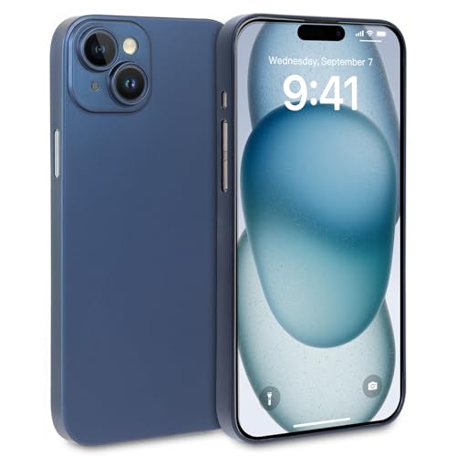 doupi Ultra Dünne Handyhülle kompatibel mit iPhone 15 Plus (6,7 Zoll) - Fein Matt, Kabelloses Laden Unterstützend, Super Slim Protective Cover, blau von doupi