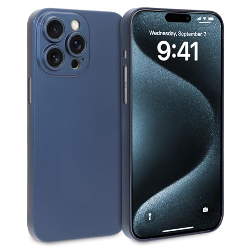 doupi Ultra Dünne Handyhülle kompatibel mit iPhone 15 Pro (6,1 Zoll) - Fein Matt, Kabelloses Laden Unterstützend, Super Slim Protective Cover, blau von doupi