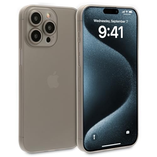 doupi Ultra Dünne Handyhülle kompatibel mit iPhone 15 Pro (6,1 Zoll) - Fein Matt, Kabelloses Laden Unterstützend, Super Slim Protective Cover, grau von doupi