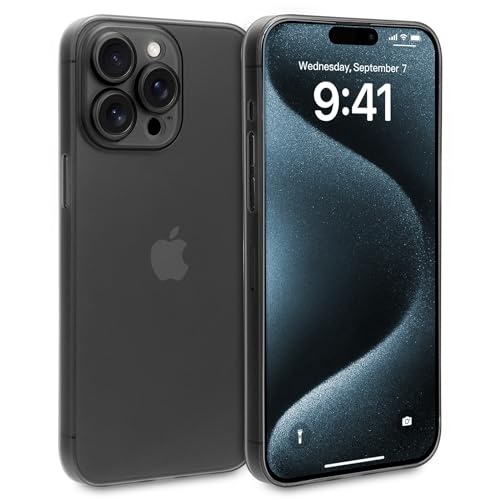 doupi Ultra Dünne Handyhülle kompatibel mit iPhone 15 Pro (6,1 Zoll) - Fein Matt, Kabelloses Laden Unterstützend, Super Slim Protective Cover, schwarz von doupi