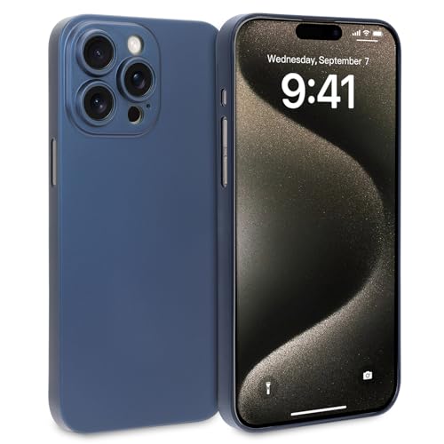 doupi Ultra Dünne Handyhülle kompatibel mit iPhone 15 Pro Max (6,7 Zoll) - Fein Matt, Kabelloses Laden Unterstützend, Super Slim Protective Cover, blau von doupi