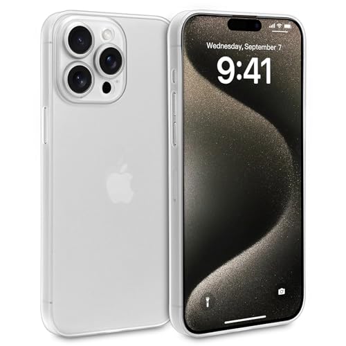 doupi Ultra Dünne Handyhülle kompatibel mit iPhone 15 Pro Max (6,7 Zoll) - Fein Matt, Kabelloses Laden Unterstützend, Super Slim Protective Cover, weiß von doupi