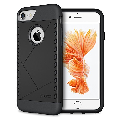doupi Ultra Shield Hülle für iPhone SE (2022) / iPhone 8/7 (4,7 Zoll), Design Case Protector Bumper Schutz Schale Cover, schwarz von doupi