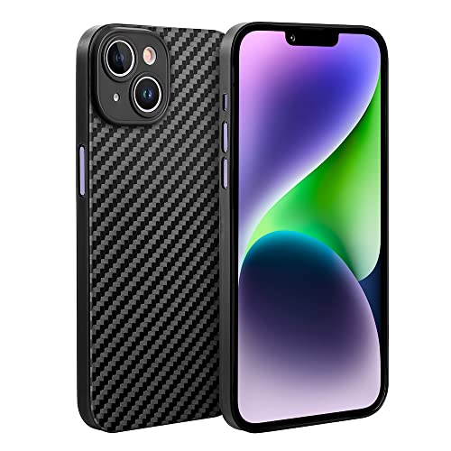 doupi Ultra Slim Hülle kompatibel mit iPhone 14 (6,1 Zoll), Ultra Dünn Fein Matt Carbon Fiber Look Case Handyhülle Cover, Kohlefaser Optik schwarz von doupi