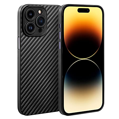 doupi Ultra Slim Hülle kompatibel mit iPhone 14 Pro (6,1 Zoll), Ultra Dünn Fein Matt Carbon Fiber Look Case Handyhülle Cover, Kohlefaser Optik schwarz von doupi