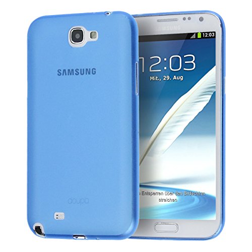 doupi UltraSlim Hülle kompatibel für Samsung Galaxy Note 2 Note II, Ultra Dünn Fein Matt Handyhülle Cover Bumper Schutz Schale Hard Case Taschenschutz Design Schutzhülle, blau von doupi