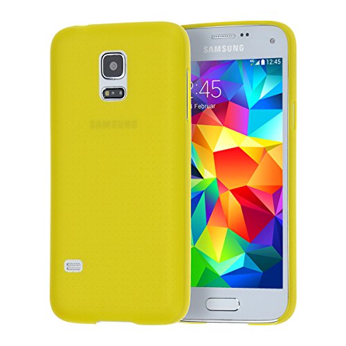 doupi UltraSlim Hülle kompatibel für Samsung Galaxy S5 Mini, Ultra Dünn Fein Matt Handyhülle Cover Bumper Schutz Schale Hard Case Taschenschutz Design Schutzhülle, gelb von doupi