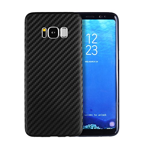 doupi UltraSlim Hülle kompatibel für Samsung S8 Plus Carbon Fiber Look Kohlefaser Optik Feder Leicht Bumper Cover Schutz Case Schale Hardcase, schwarz von doupi